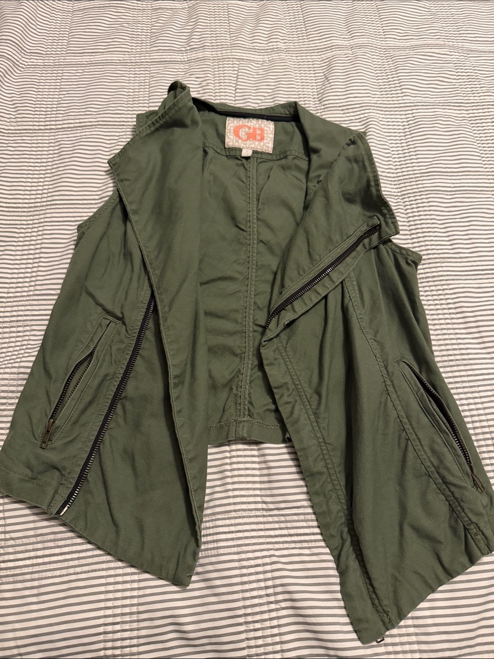 Gianni Bini Olive Green Utility Vest with Zip Pockets